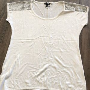 White Sweater Studded Shoulder